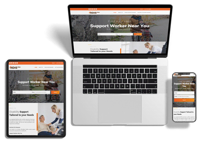 Responsive website on laptop, tablet, and smartphone.