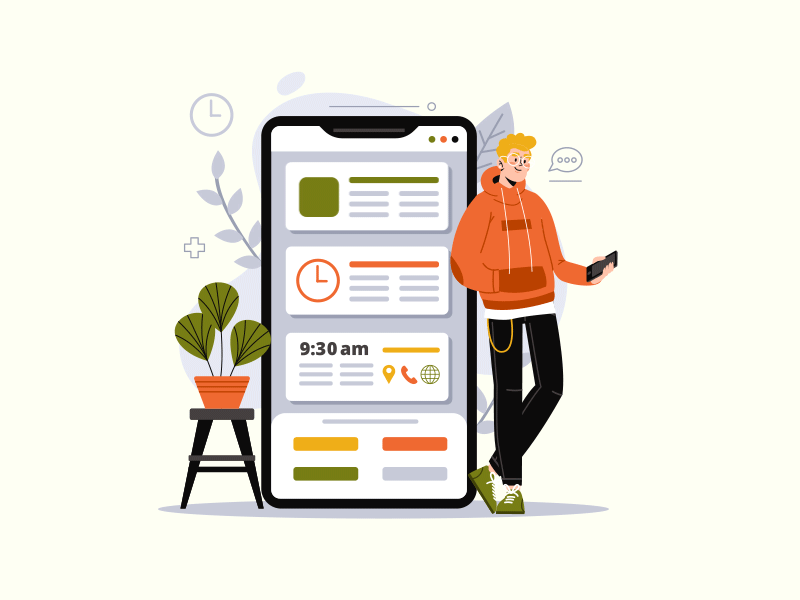 Man using mobile app for task management