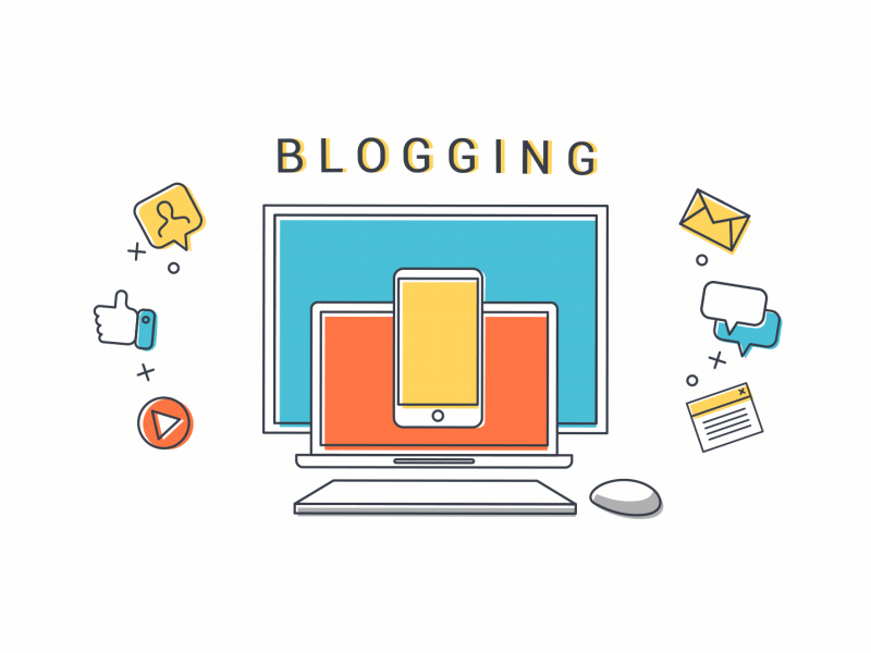 Blogging concept with digital devices.