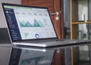 Laptop displaying analytics dashboard
