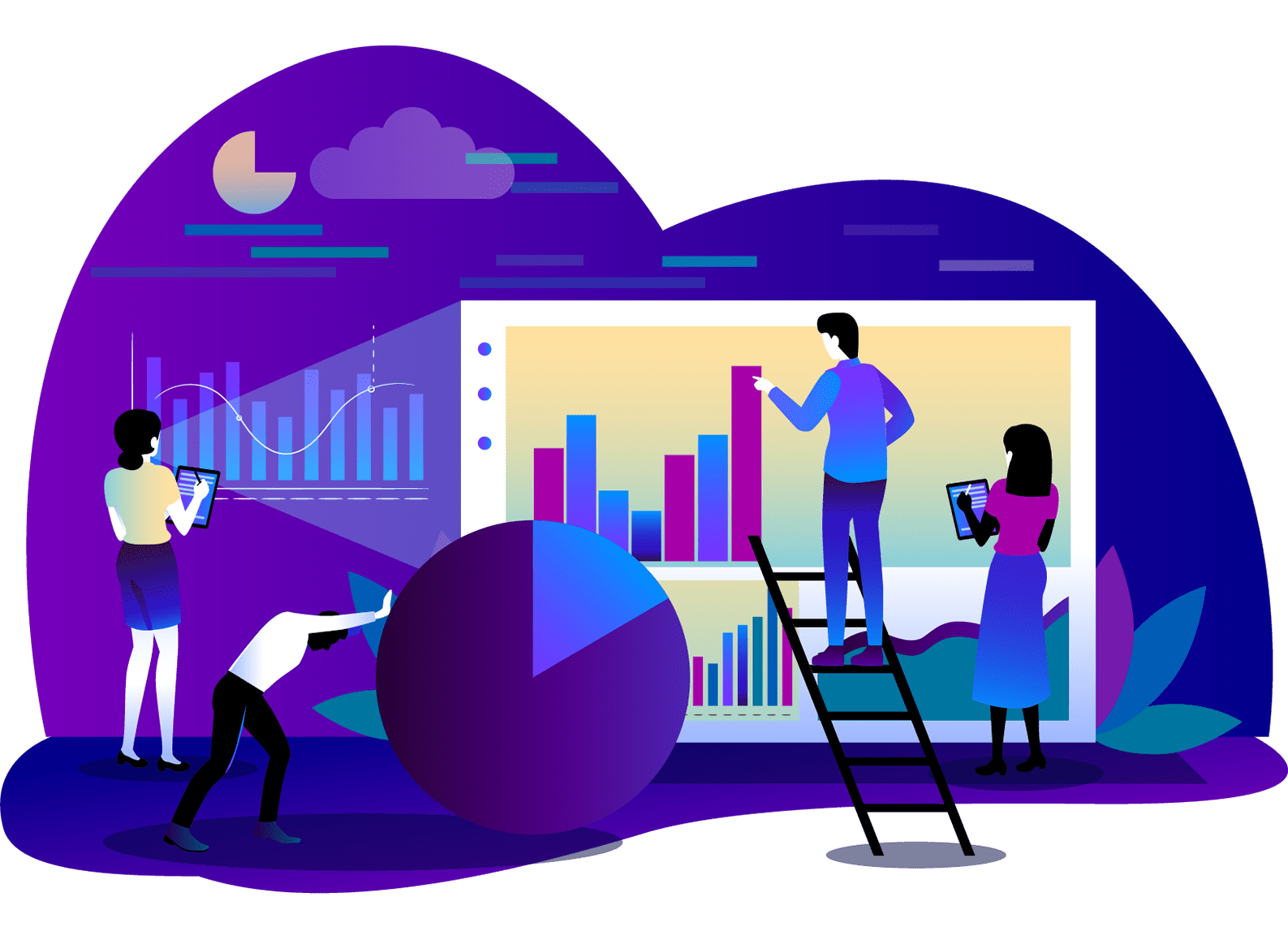 Data analysis, business growth, statistics, team collaboration.