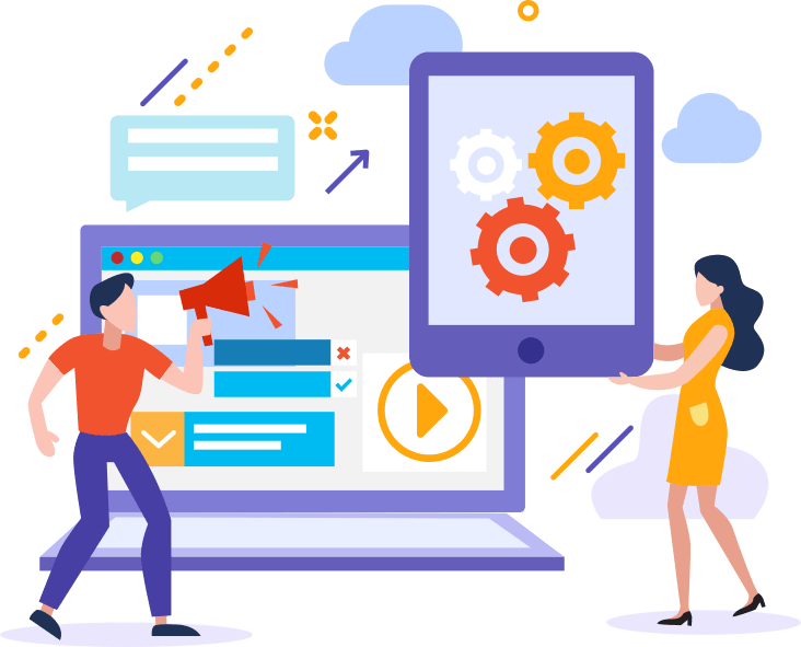 Digital illustration of web development