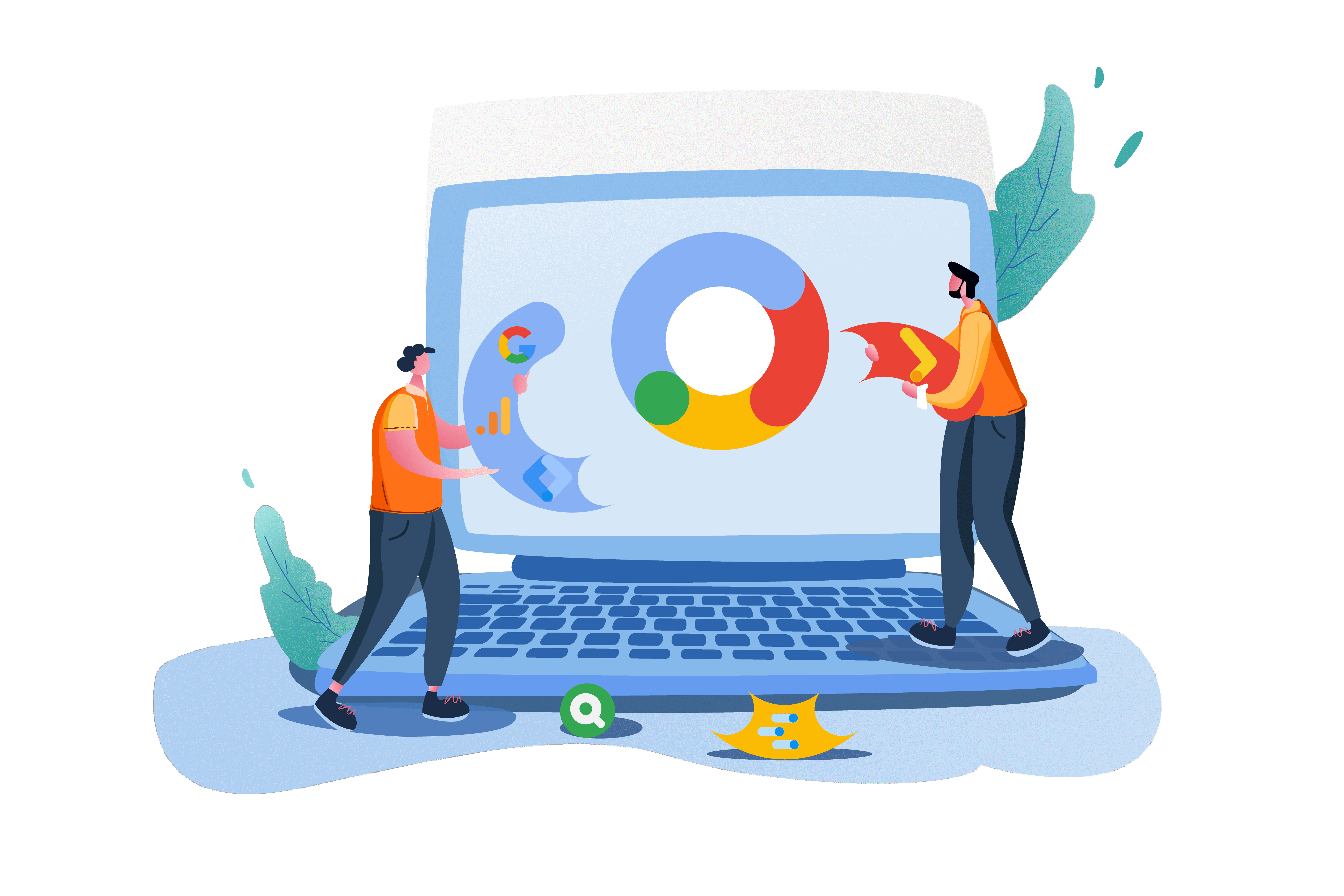 Digital marketing, SEO, analytics, Google tools, teamwork.
