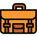 Orange briefcase icon with a modern design.